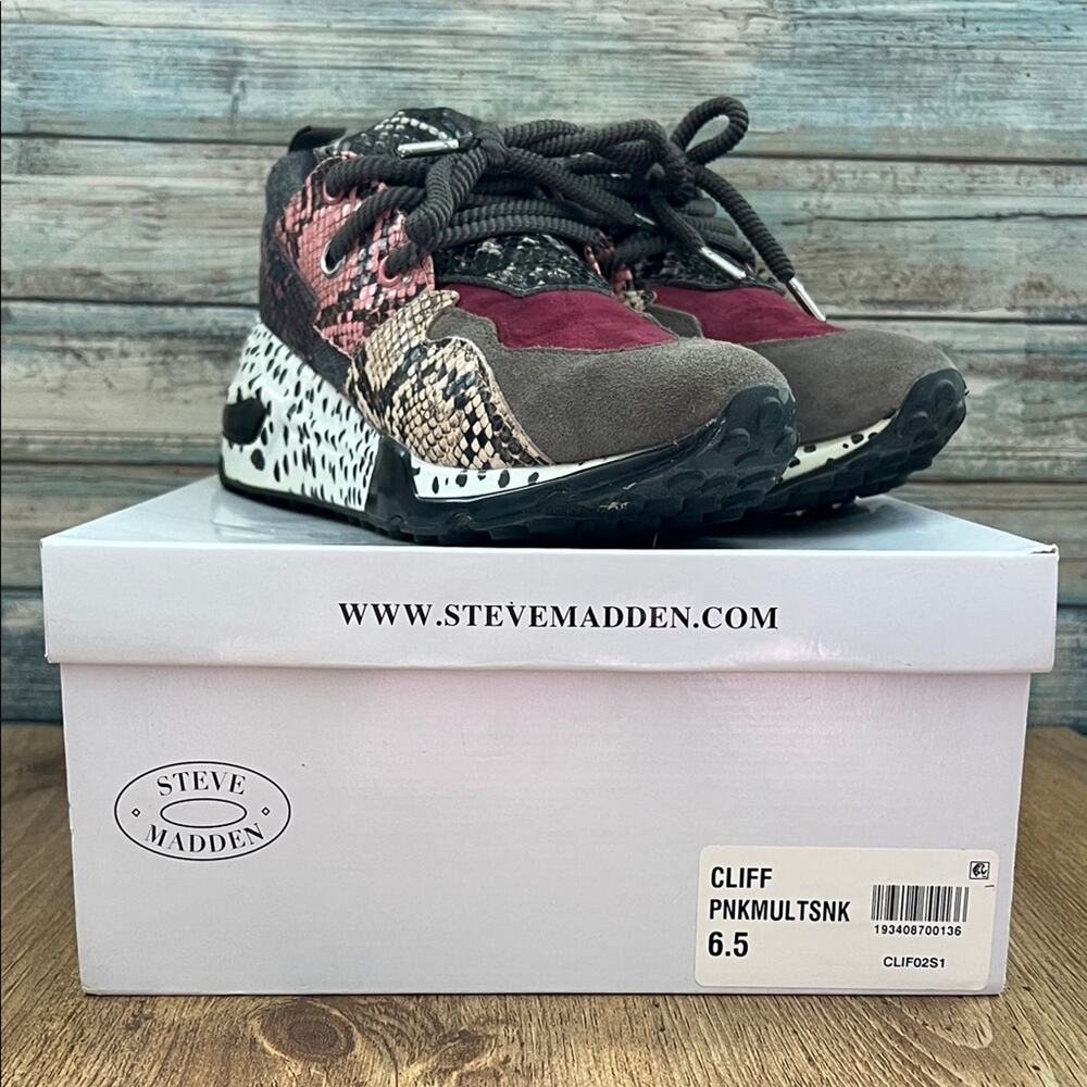 Steve Madden Cliff Pink Multicolored Snake Print Sneakers